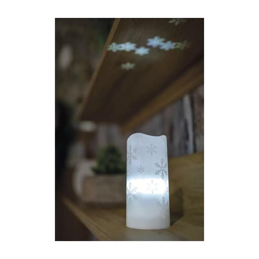 LED Božični svečnik LED/3xAAA snežinke hladna bela