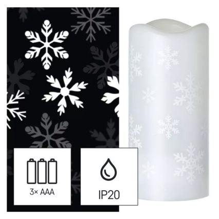 LED Božični svečnik LED/3xAAA snežinke hladna bela