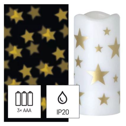 LED Božični svečnik LED/3xAAA zvezdice topla bela