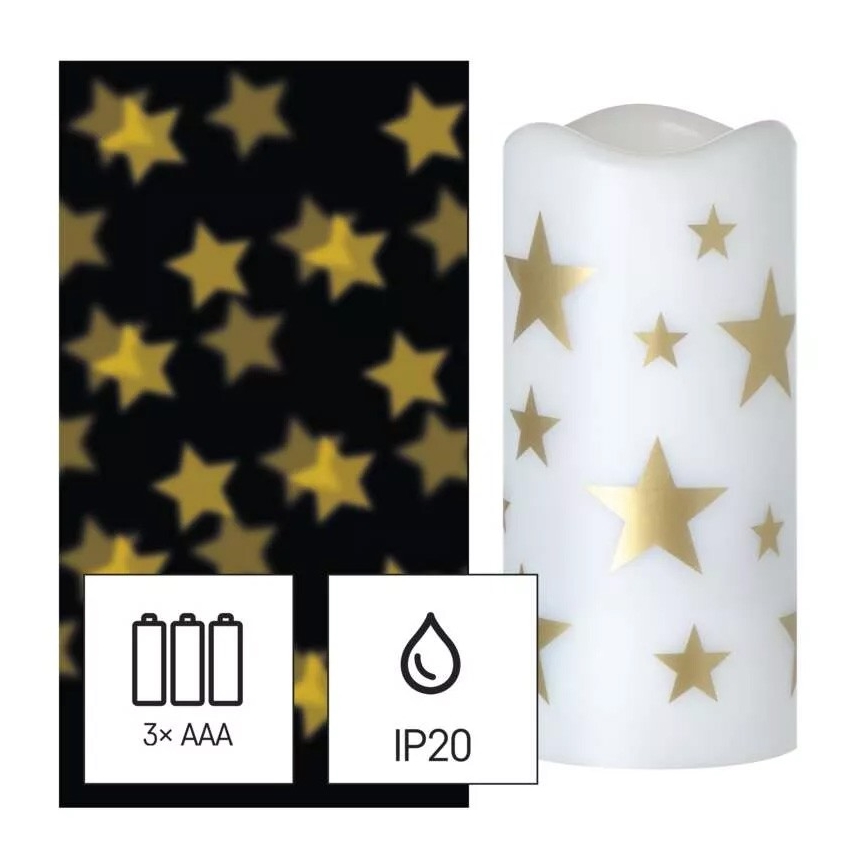 LED Božični svečnik LED/3xAAA zvezdice topla bela