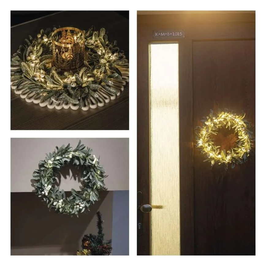 LED božični venec 25xLED/3xAA premer 35 cm