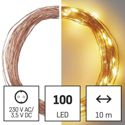 LED božični zunanji niz 100xLED/15m IP44 topla bela