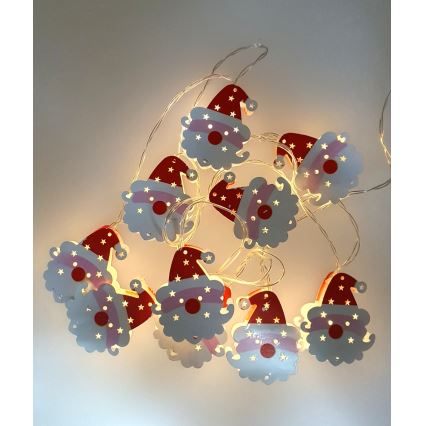 LED božični zunanji niz 10xLED/2xAA 1,65 m IP44 topla bela santa