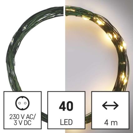 LED božični zunanji niz 40xLED/9m IP44 topla bela