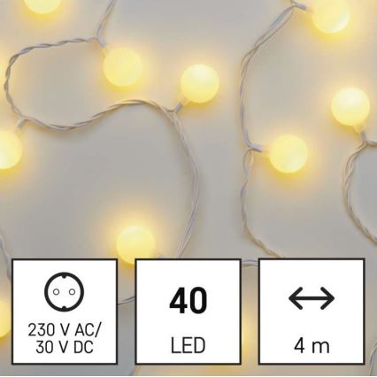 LED božični zunanji svetlobni niz 40xLED/9m IP44 topla bela