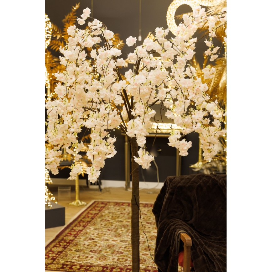 LED Božično okrasno umetno drevo CHERRY TREE 84xLED/230V 1,7 m češnja