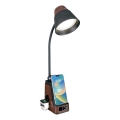 LED+CCT Zatemnjevalna namizna svetilka z brezžičnim polnjenjem QI IDEAL LED/8W/230V 2700/4000/5000K rjava
