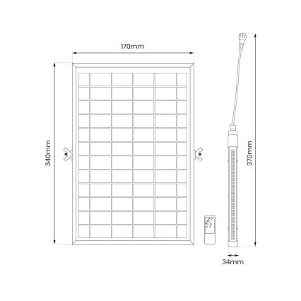 LED Zatemnitvena zunanja cev s senzorjem mraka in solarni panel JIMMY 40W/5000 mAh 3,7V 6000K IP65 + Daljinski upravljalnik