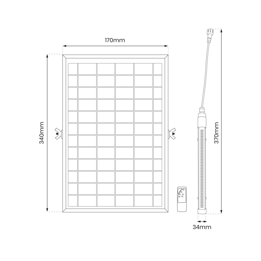 LED Zatemnitvena zunanja cev s senzorjem mraka in solarni panel JIMMY 40W/5000 mAh 3,7V 6000K IP65 + Daljinski upravljalnik