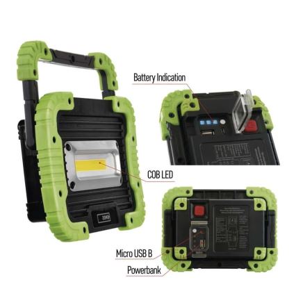 LED COB Polnilni reflektor LED/3,7V 3000 mAh IP44