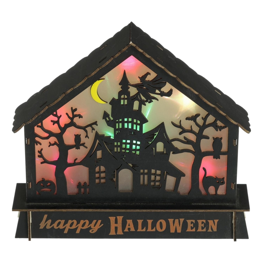 LED Dekoracija HALLOWEEN LED/2xAA/multicolor strašena hiša