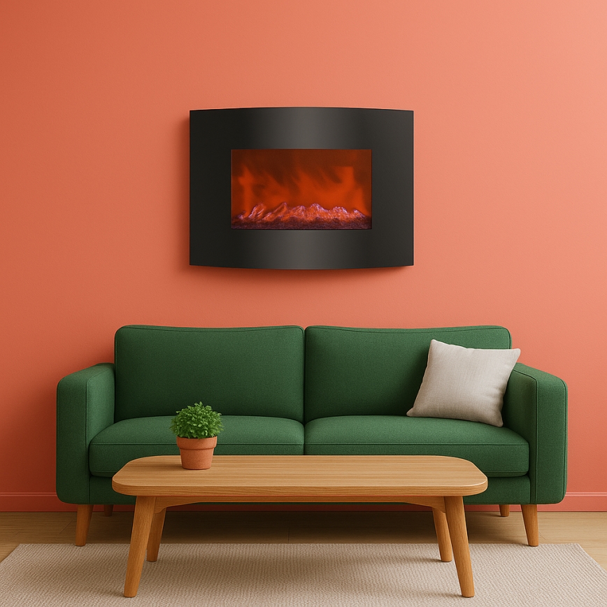 LED električni kamin z ogrevanjem, 2000 W/230 V + daljinski upravljalnik