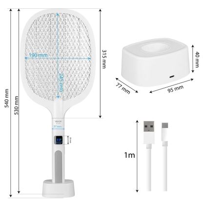 LED Električni zapiralec insektov 2v1 1200 mAh/5V bela