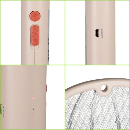 LED Električni zapiralec insektov 2v1 500 mAh/5V bež