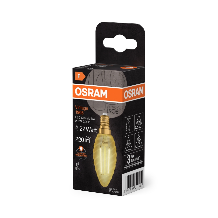 LED filamentna VINTAGE žarnica E14/2,5W/230V 2400K - Osram