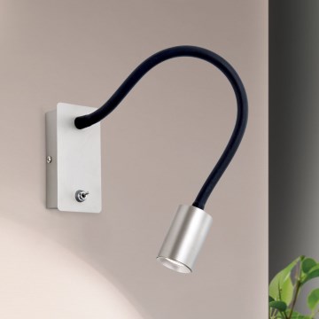 LED Fleksibilna majhna stenska svetilka KURT LED/5W/230V srebrna