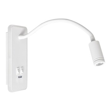 LED Fleksibilna mala svetilka BASE 1xLED/8W+1xLED/2W/230V bela