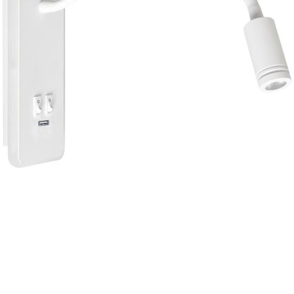 LED Fleksibilna stenska svetilka z USB BASE 1xLED/8W+1xLED/2W/230V bela