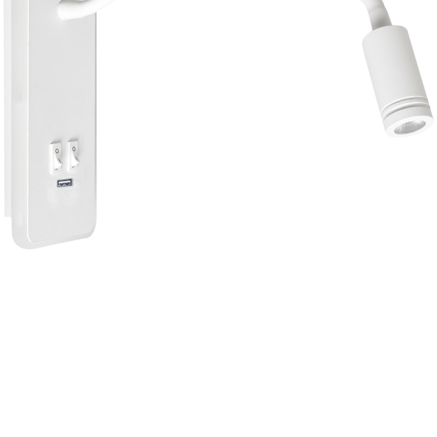 LED Fleksibilna stenska svetilka z USB BASE 1xLED/8W+1xLED/2W/230V bela