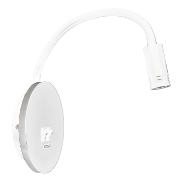LED Fleksibilna stenska svetilka z USB BASE 1xLED/8W+1xLED/2W/230V bela/srebrna