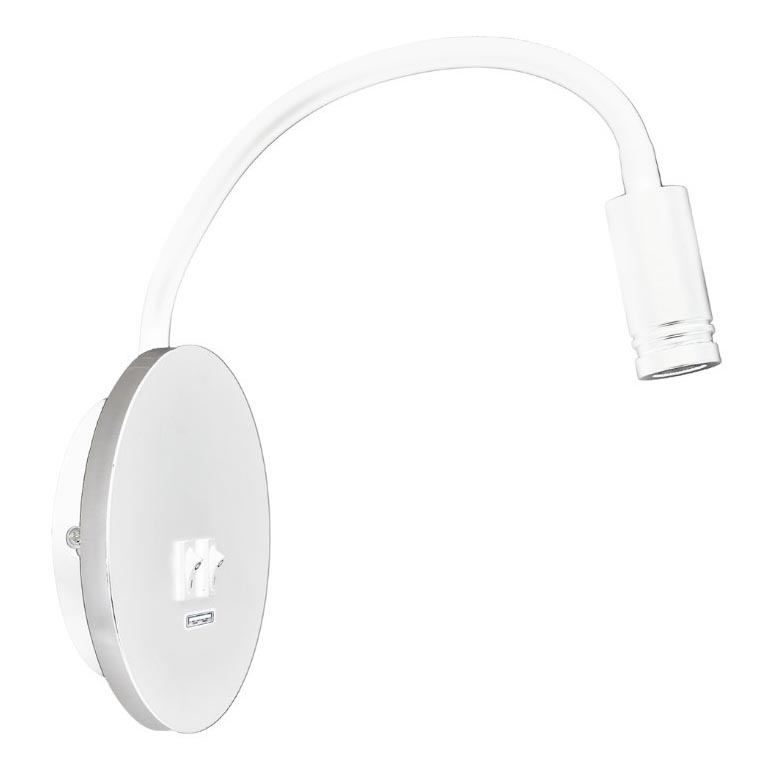 LED Fleksibilna stenska svetilka z USB BASE 1xLED/8W+1xLED/2W/230V bela/srebrna