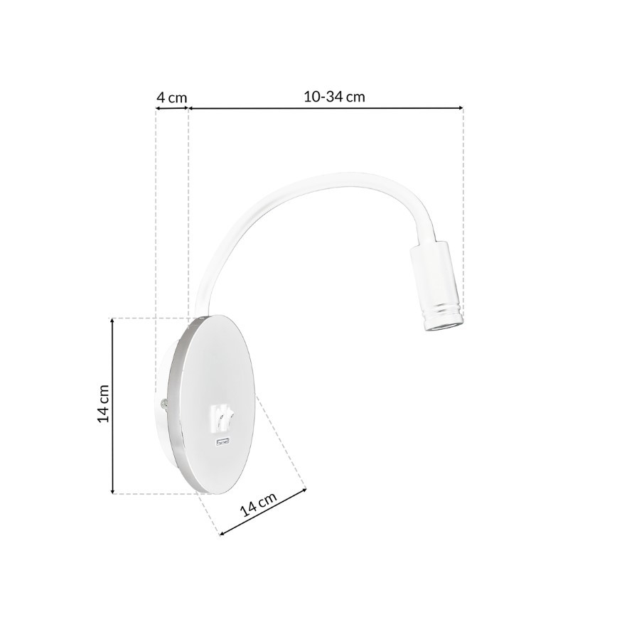 LED Fleksibilna stenska svetilka z USB BASE 1xLED/8W+1xLED/2W/230V bela/srebrna