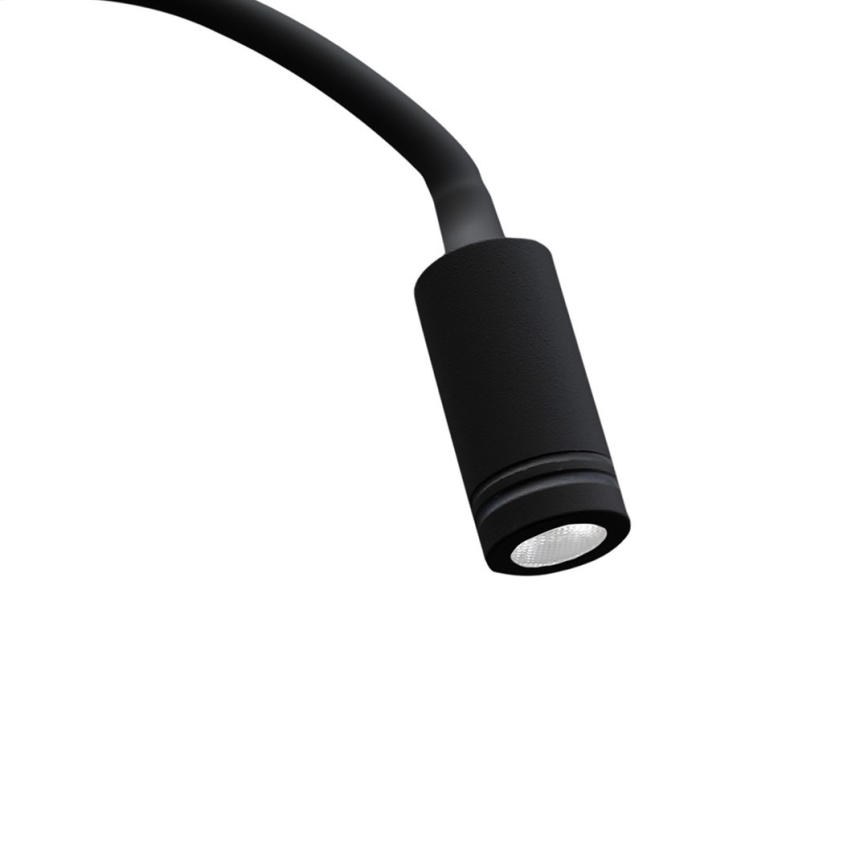 LED Fleksibilna stenska svetilka z USB BASE 1xLED/8W+1xLED/2W/230V črna