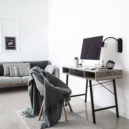 LED Fleksibilna stenska svetilka z USB BASE LED/8W+LED/2W/230V črna