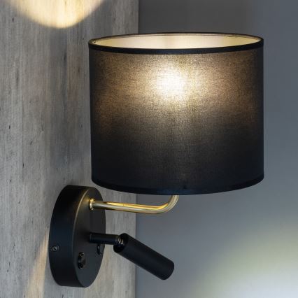 LED Fleksibilna svetilka RICHI 1xE27/15W/230V + LED/3W/230V črna
