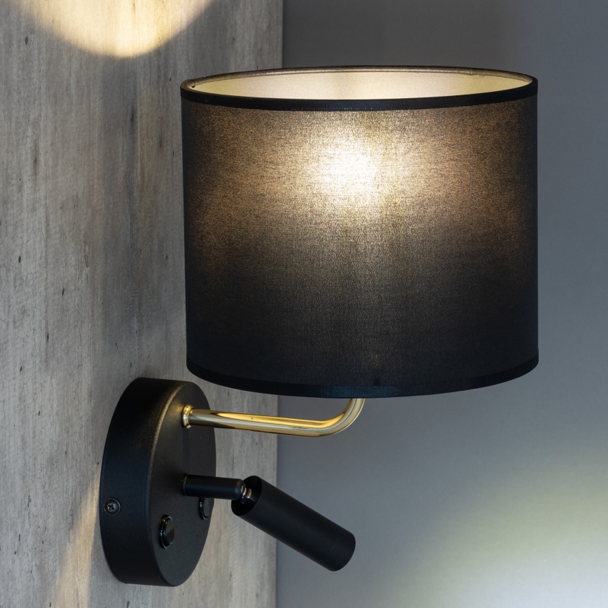 LED Fleksibilna svetilka RICHI 1xE27/15W/230V + LED/3W/230V črna