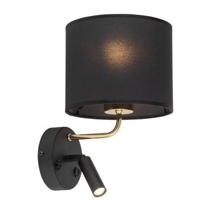 LED Fleksibilna svetilka RICHI 1xE27/15W/230V + LED/3W/230V črna