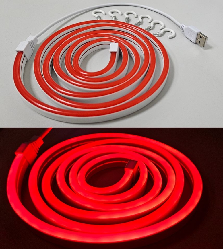 LED Fleksibilni trak NEON LED/5V USB 1,8 m rdeč