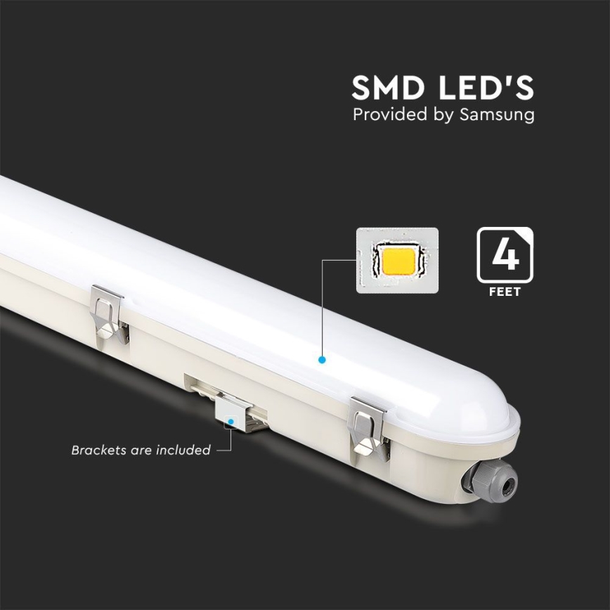 LED Industrijska fluorescentna svetilka z zasilna module EMERGENCY LED/36W/230V 6500K 120cm IP65