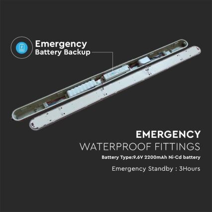 LED Industrijska fluorescentna svetilka z zasilna module EMERGENCY LED/36W/230V 6500K 120cm IP65