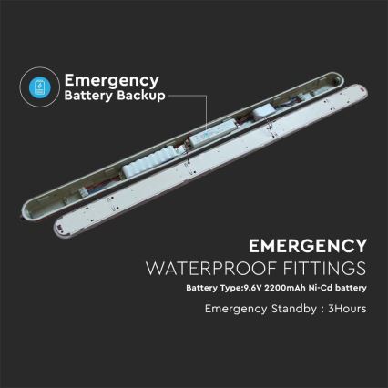 LED Industrijska fluorescentna svetilka EMERGENCY LED/36W/230V 6500K 120cm IP65