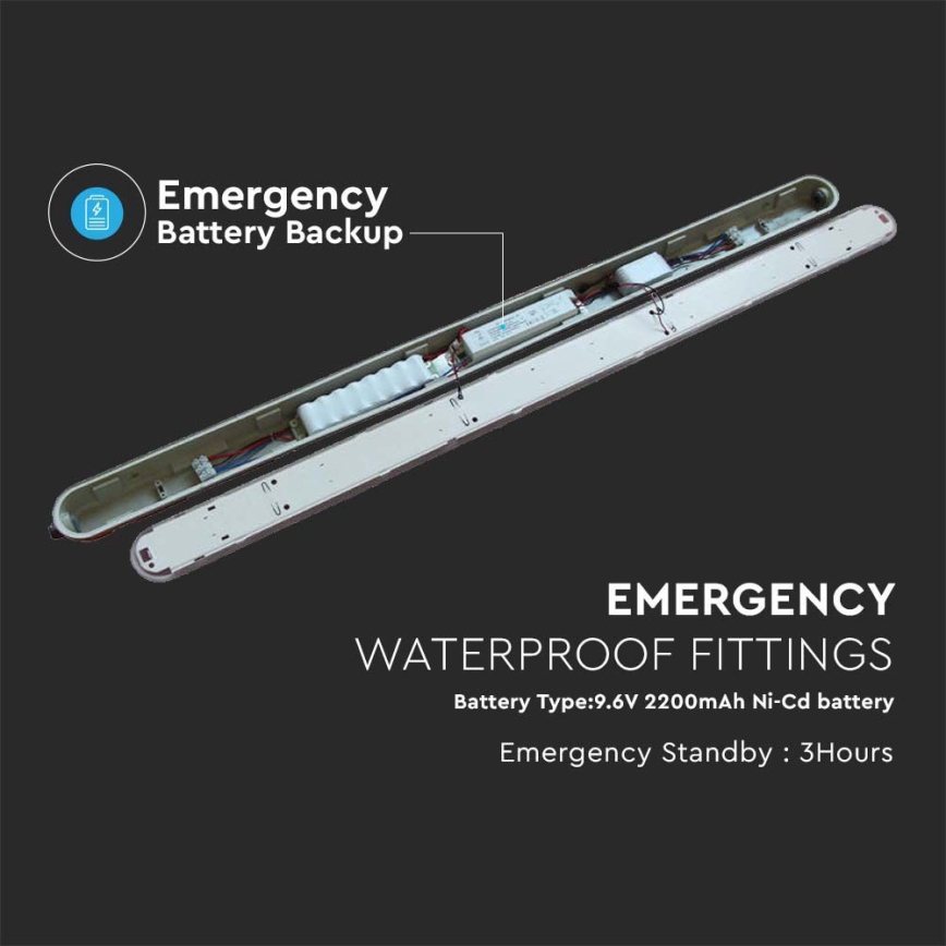 LED Industrijska fluorescentna svetilka z zasilna module EMERGENCY LED/36W/230V 6500K 120cm IP65