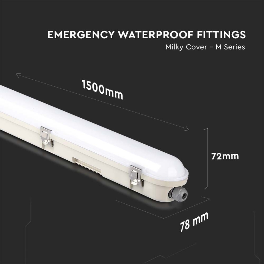 LED Industrijska fluorescentna svetilka z zasilna module EMERGENCY LED/48W/230V 6500K 150cm IP65