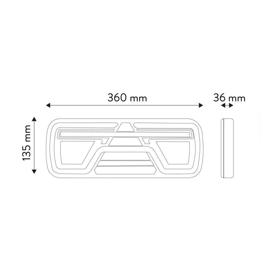 LED Kombinirana svetilka z dinamičnim smernikom LED/10-30V IP67 desno