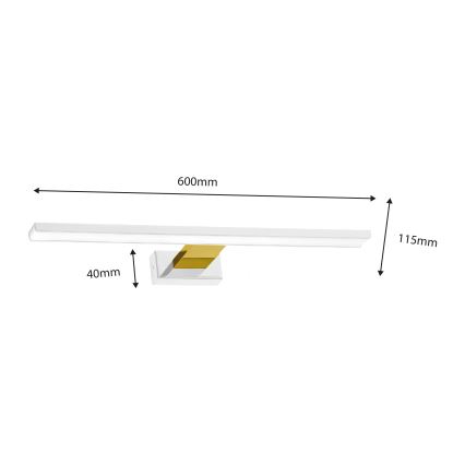 LED Kopalniška luč za osvetlitev ogledala SHINE LED/13,8W/230V IP44 bela/zlata