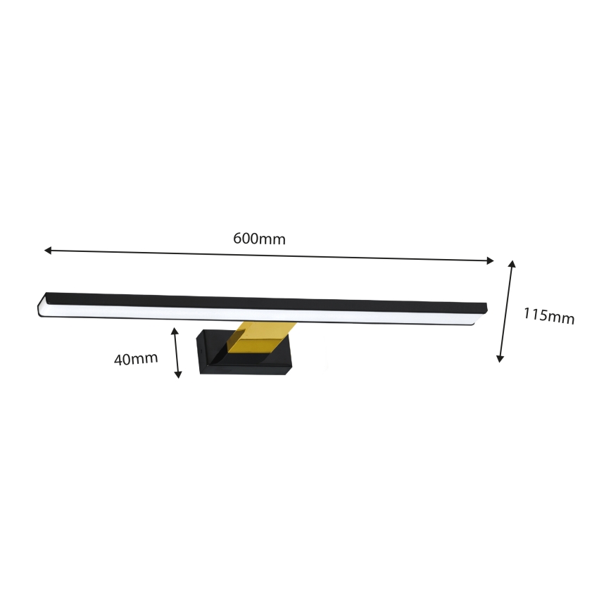 LED Kopalniška luč za osvetlitev ogledala SHINE LED/13,8W/230V IP44 črna/zlata