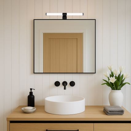 LED kopalniška osvetlitev za ogledalo 2 v 1 APA LED/6W/230V 40 cm IP44 črna