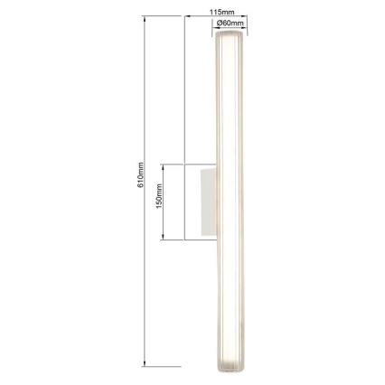 LED kopalniška osvetlitev za ogledalo LINEA, 12W, 230V, nastavljiva barvna temperatura 3000/4000/6000K, IP44, 61 cm, bela