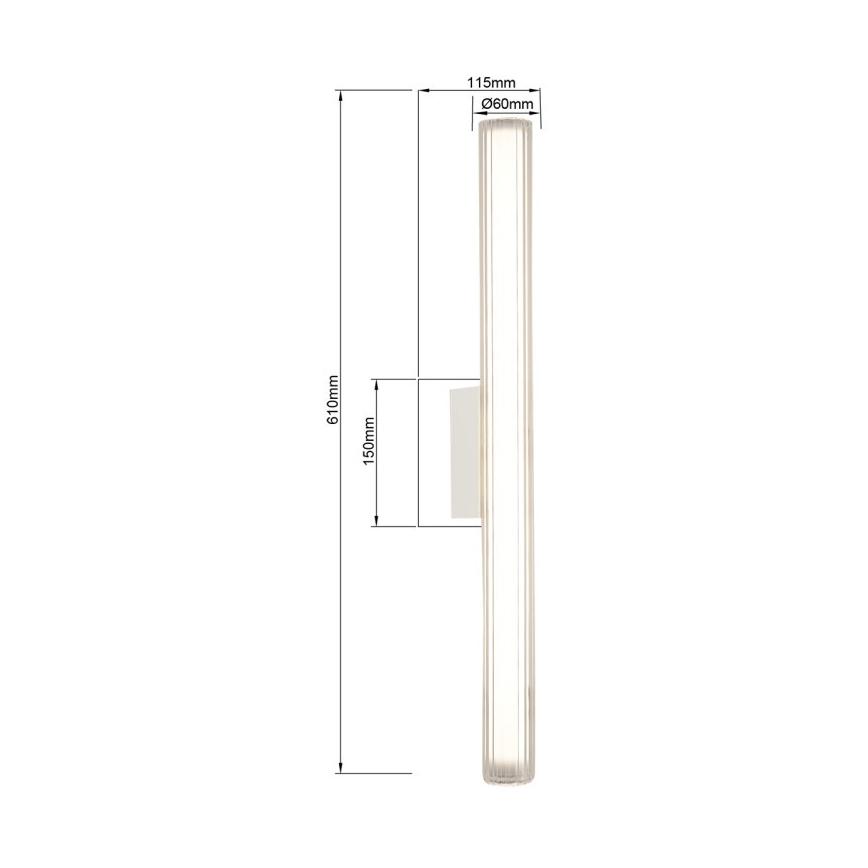 LED kopalniška osvetlitev za ogledalo LINEA, 12W, 230V, nastavljiva barvna temperatura 3000/4000/6000K, IP44, 61 cm, bela
