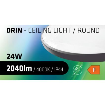 LED Kopalniška stropna svetilka CIRCLE LED/24W/230V 4000K pr. 37 cm IP44 črna