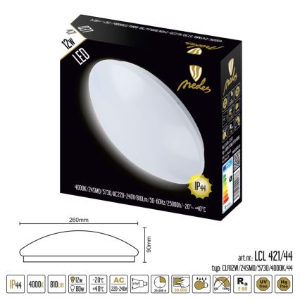 LED Kopalniška stropna svetilka LED/12W/230V IP44