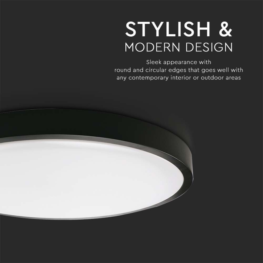 LED Kopalniška stropna svetilka LED/18W/230V 3000K IP44 pr. 22,5 cm črna