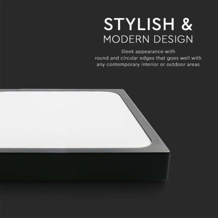 LED Kopalniška stropna svetilka LED/18W/230V 6500K IP44 22,5x22,5 cm črna