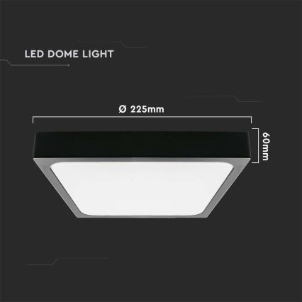 LED Kopalniška stropna svetilka LED/18W/230V 6500K IP44 22,5x22,5 cm črna