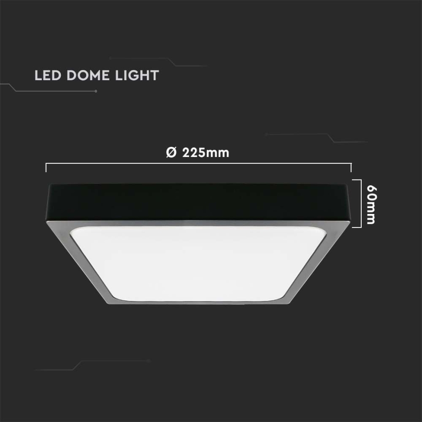 LED Kopalniška stropna svetilka LED/18W/230V 6500K IP44 22,5x22,5 cm črna