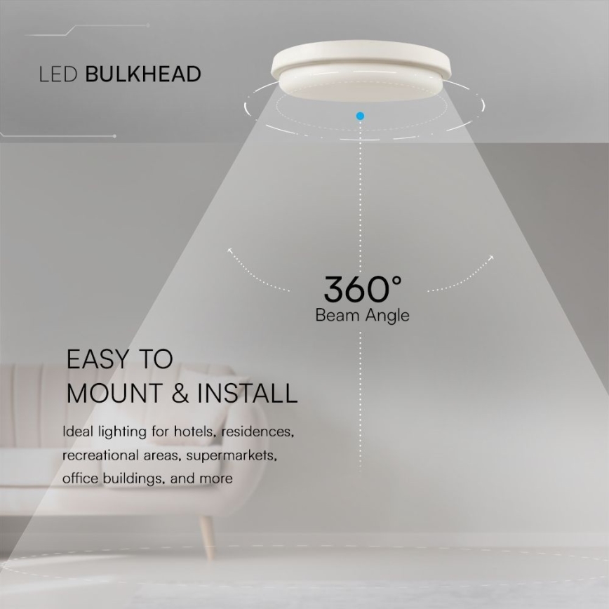 LED Kopalniška stropna svetilka LED/24W/230V 3000K IP54 pr. 24 cm
